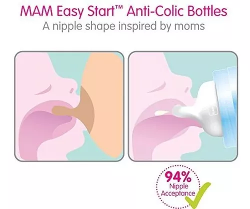 MAM Easy Start - Biberones anticólicos mate, 9 onzas (2 unidades), pezones  de flujo medio, unisex, 2 unidades (paquete de 1)