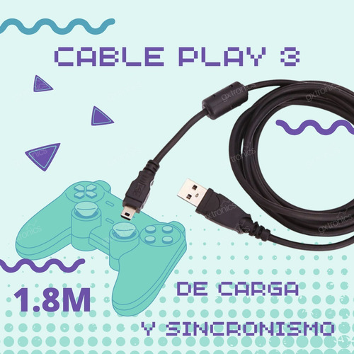 Cable Cargador Usb V3 Con Filtro Carga Mando Play 3 De 1.8m