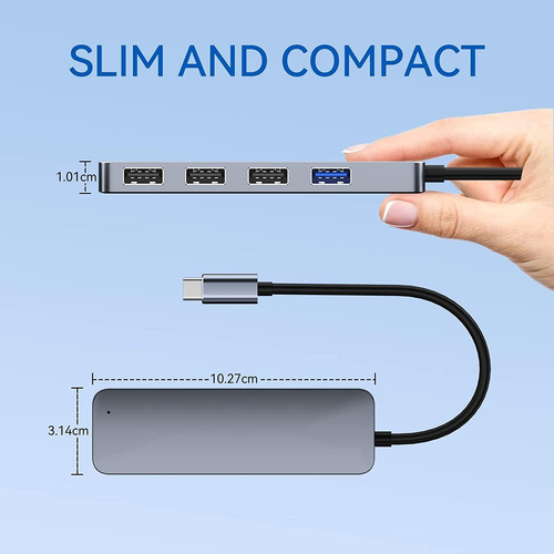 Hub Usb Tipo C 3.0 High Speed Aluminium Pro 4 Puertos