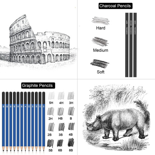 Kit De Dibujo Kit De 98 Pzas Suministros De Dibujo Y Arte In