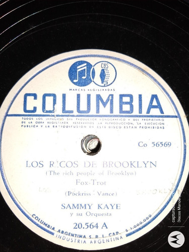 Pasta Sammy Kaye Orquesta Columbia C108