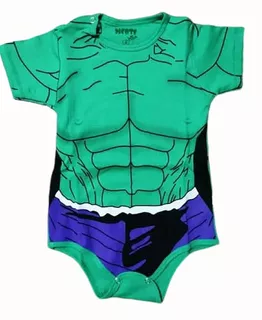 Body Bebe Disfraz Increible Hulk Algodon Estampado