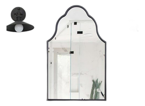 Espejo De Baño Negro Grande Compatible Con Cualquier Pared.