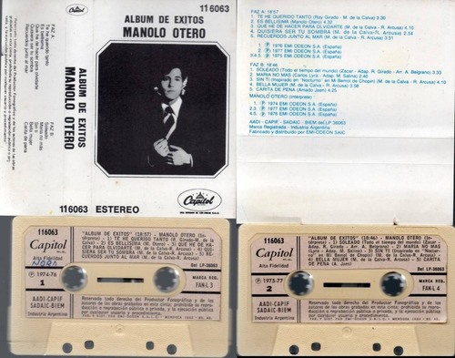 Manolo Otero Album De Exitos 1977 Cassette 