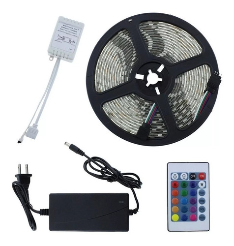 Tira Led Rgb 3528 Exterior Controlador Fuente 12v Control 5m