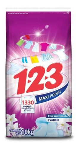 Jabón En Polvo 1.2.3 Detergente Bolsa 10 Kg
