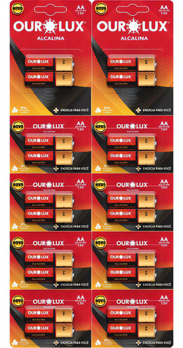 Ourolux - Pilha Alcalina Pequena Aa 1,5v - 50 Pilhas - 27215