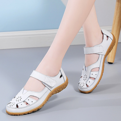 Sandalias Casuales Para Caminar De Cuero Con Punta Cerrada P