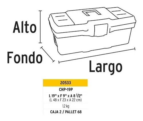 Herramienta de plástico 19 'caja Pretul