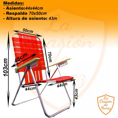 Imagen 2 de 5 de Reposera Aluminio 5 Posiciones Apoyabrazo Madera Playa