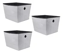 Comprar X3 Cajas Organizadora Con Cajones Cajas Almacenamiento 40x30 Gris Rayas