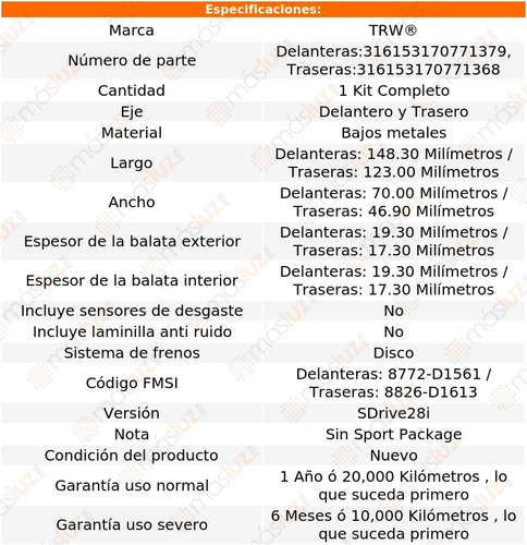 Jgo Balatas Bajos Metales 125i 11/13