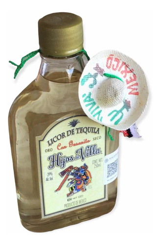 Licor De Tequila - Hijos De Villa / 250ml Petaca Con Gusano