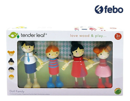 Tender Leaf Famila Leaf 4 Figuras Muñecas De Madera Family