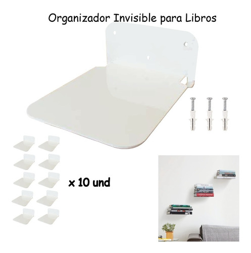 Organizador Repisa Invisible Libros Flotantes X 10 Und