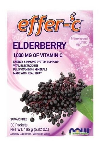 Now Foods | Effer-c Elderberry | 30 Packs