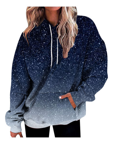 Sudadera Holgada Con Capucha Y Manga Larga Degradada Para Mu