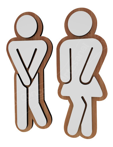 Imagem 2 de 2 de Placa Sinalização Banheiro Silhueta Feminino Masculino Hotel