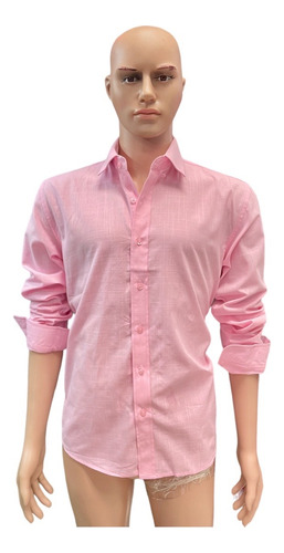 Camisa Lino Algodón Casual Manga Larga Para Hombres, Colores