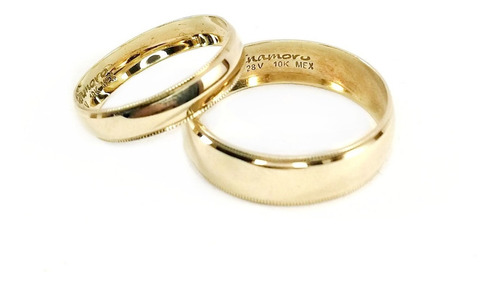 Par Argollas Matrimonio Oro Macizo De 10k 4 Y 6mm