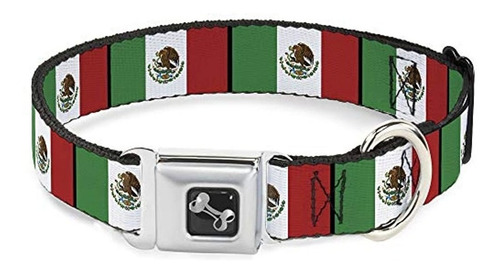 Hebilla Abajo Collares Bandera Mexicana Perro