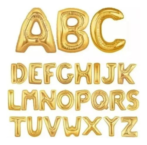 Balão Letras E Números 75 Cm Dourado E Prata