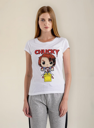 Polera Mujer Chucky Funko, Poliester Tacto Algodon