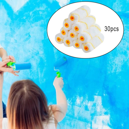 30 Piezas Kit De Cepillos De Rodillo De Pintura Amarillo