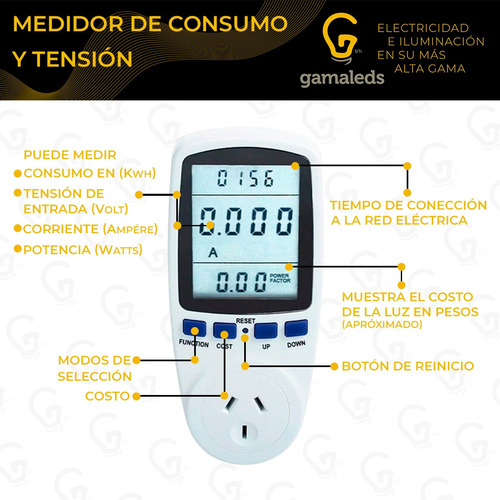 Imagen 4 de 8 de Medidor Consumo Electrico Stand By Tension Enchufable 10a