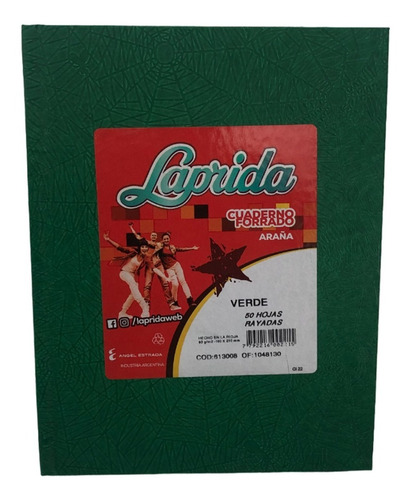 Cuaderno 16x21 Laprida Rayado Verde O. Araña (50 Hojas)