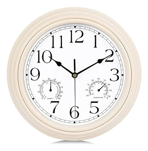 Lafocuse Reloj De Pared Retro Beige Crema De 12 Pulgadas Con