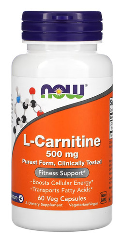 L Carnitina Now Foods 500mg 60veg Capsulas Sabor Sem sabor