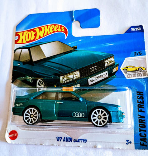 Auto Hot Wheels Español 87 Audi Quattro Escala 1/64 7cm Rdf1 Verde Azulado Factory Fresh