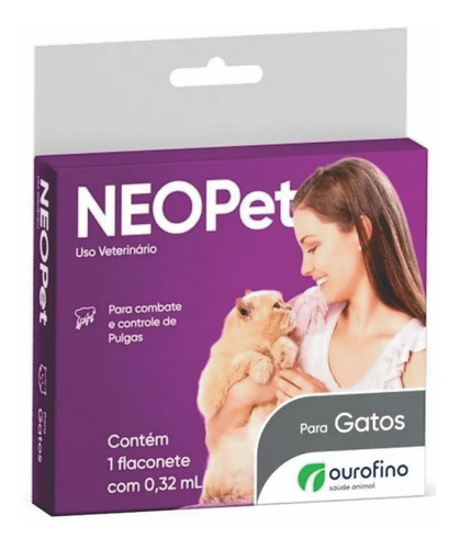 Frasco antiparasitário para pulga Ourofino Neopet para gato hasta 8kg