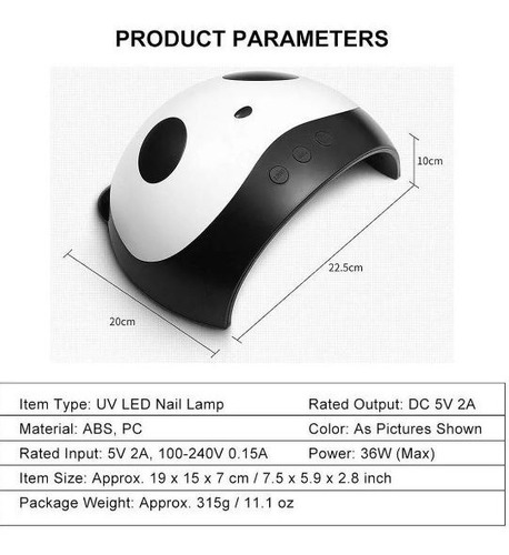 Cabina Led Uv Nail Lamp 36 Watts+ Base+ Top Coat+ 5 Esmaltes