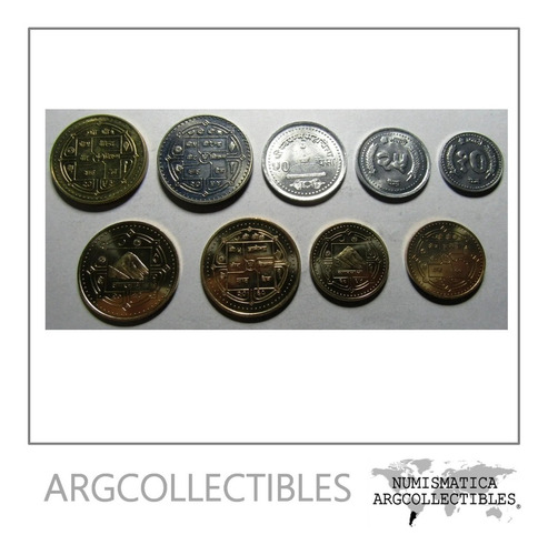 Nepal Rupias Set De 9 Monedas 1994 - 2009 Unc Sin Circular