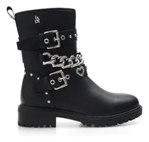 Comprar Botas Lady Stork Borcegos Mujer Cierre Cadena Hebilla Tachas