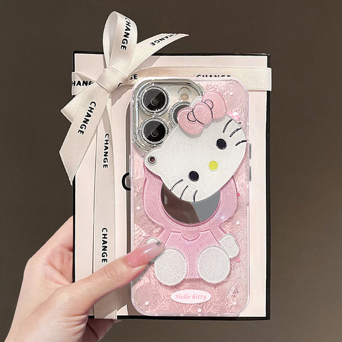Fundas Para iPhone Cute Hello Kitty Mirror 16 Pro 15 Full Port