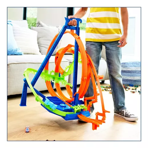 Brinquedo Pista Grande Hot Wheels Espiral De Batidas - Loop Triplo