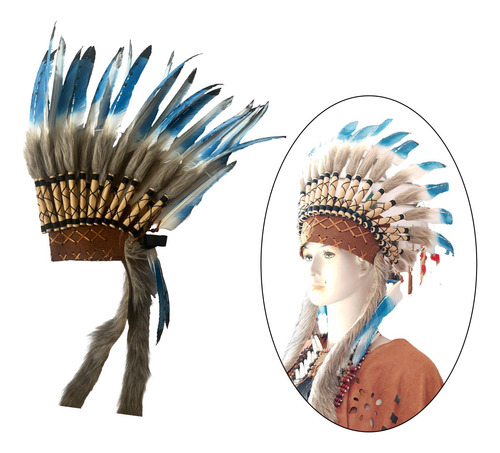 Sombrero Indio De Jefe Americano, De Plumas, Accesorios Para