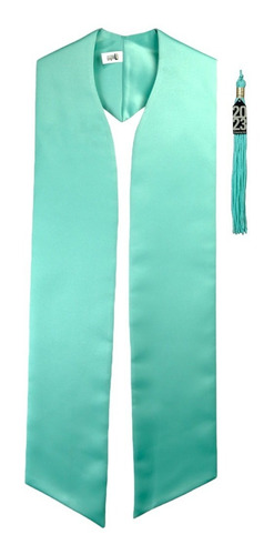 Estola + Borla + Dije Del Año Para Toga Y Birrete P/ Niños Color Menta