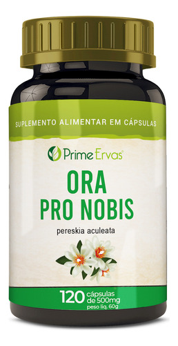 Ora Pro Nobis 120 Cápsulas De 500mg Prime Ervas Sabor Sem Sabor