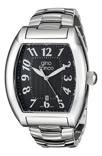 Gino Franco Hombres 9643bk Barril En Forma De Reloj Pulsera