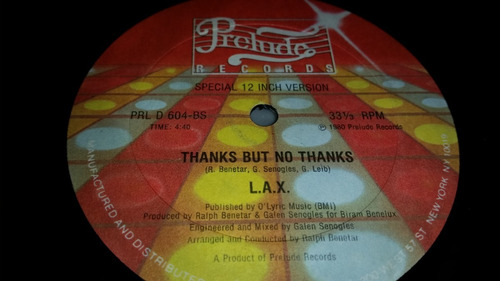 Lax All My Love Thanks But No Thanks Vinilo Maxi Usa 1980