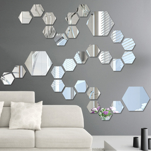 Fe Set De Pegatinas De Pared 3d Con Espejo Acrílico, Marco
