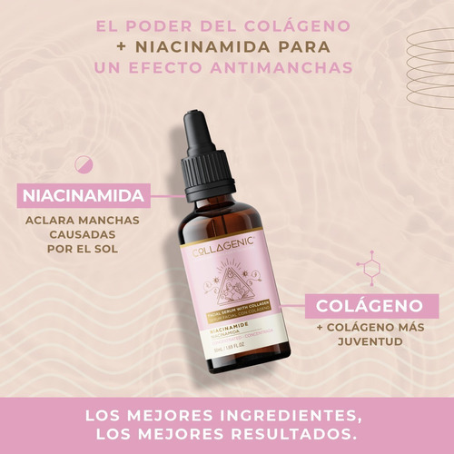 Imagen 2 de 6 de Serum Facial 50ml 10% Niacinamida Y Colageno Hidrolizado Tipo De Piel Todo Tipo De Piel