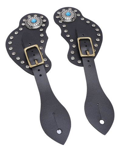 Juego De Correas Con Forma De Espolón Negro, 2 Piezas, Piel