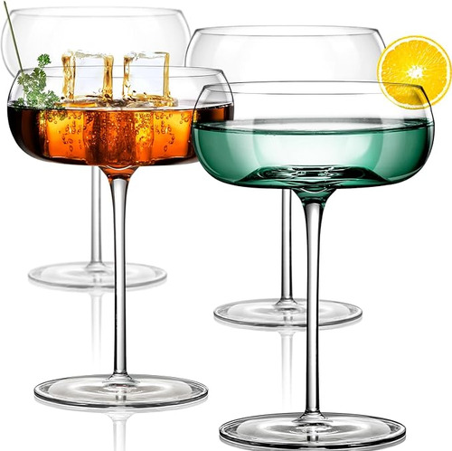 Martini Glasses Juego 4 Cristal Redondo 8 Onzas Juego Vasos