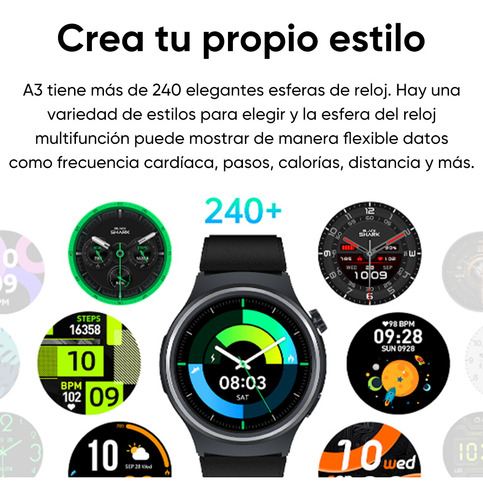 Reloj inteligente Xiaomi Black Shark A3 1.53" Tft Compatible con Android y iOS 3Atm impermeable Negro Smartwatch