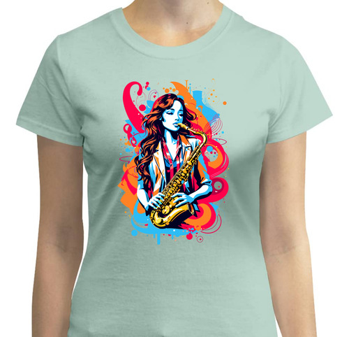 Playera Saxofonista Femenina - Música - Jazz